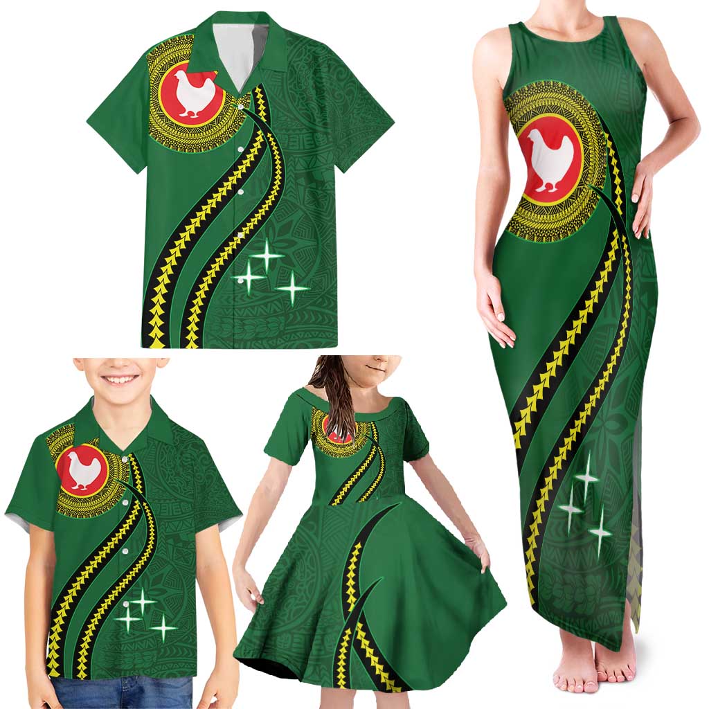 Manua Islands Polynesian Style Family Matching Tank Maxi Dress and Hawaiian Shirt