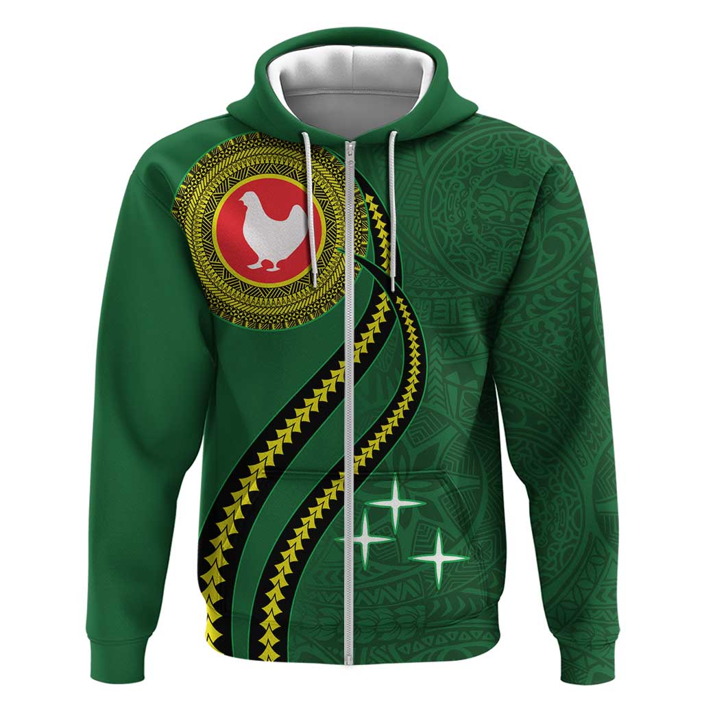 Manua Islands Polynesian Style Zip Hoodie