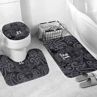 Custom New Zealand Taiaha Maori Bathroom Set Minimalist Silver Fern All Black - Polynesian Pride