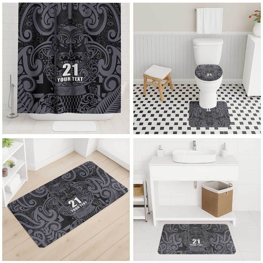 Custom New Zealand Taiaha Maori Bathroom Set Minimalist Silver Fern All Black - Polynesian Pride