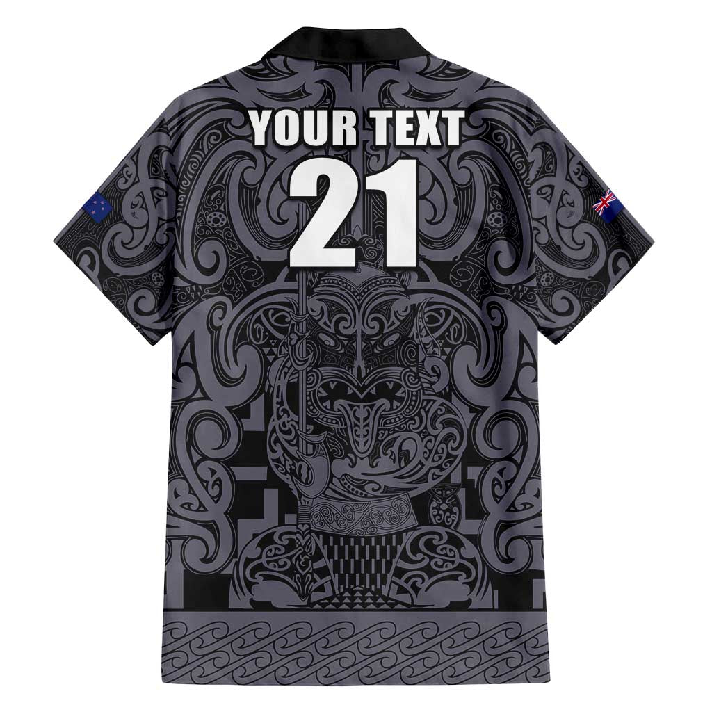 Custom New Zealand Taiaha Maori Family Matching Long Sleeve Bodycon Dress and Hawaiian Shirt Minimalist Silver Fern All Black - Polynesian Pride