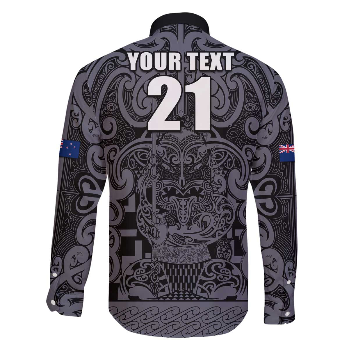 Custom New Zealand Taiaha Maori Family Matching Off The Shoulder Long Sleeve Dress and Hawaiian Shirt Minimalist Silver Fern All Black - Polynesian Pride