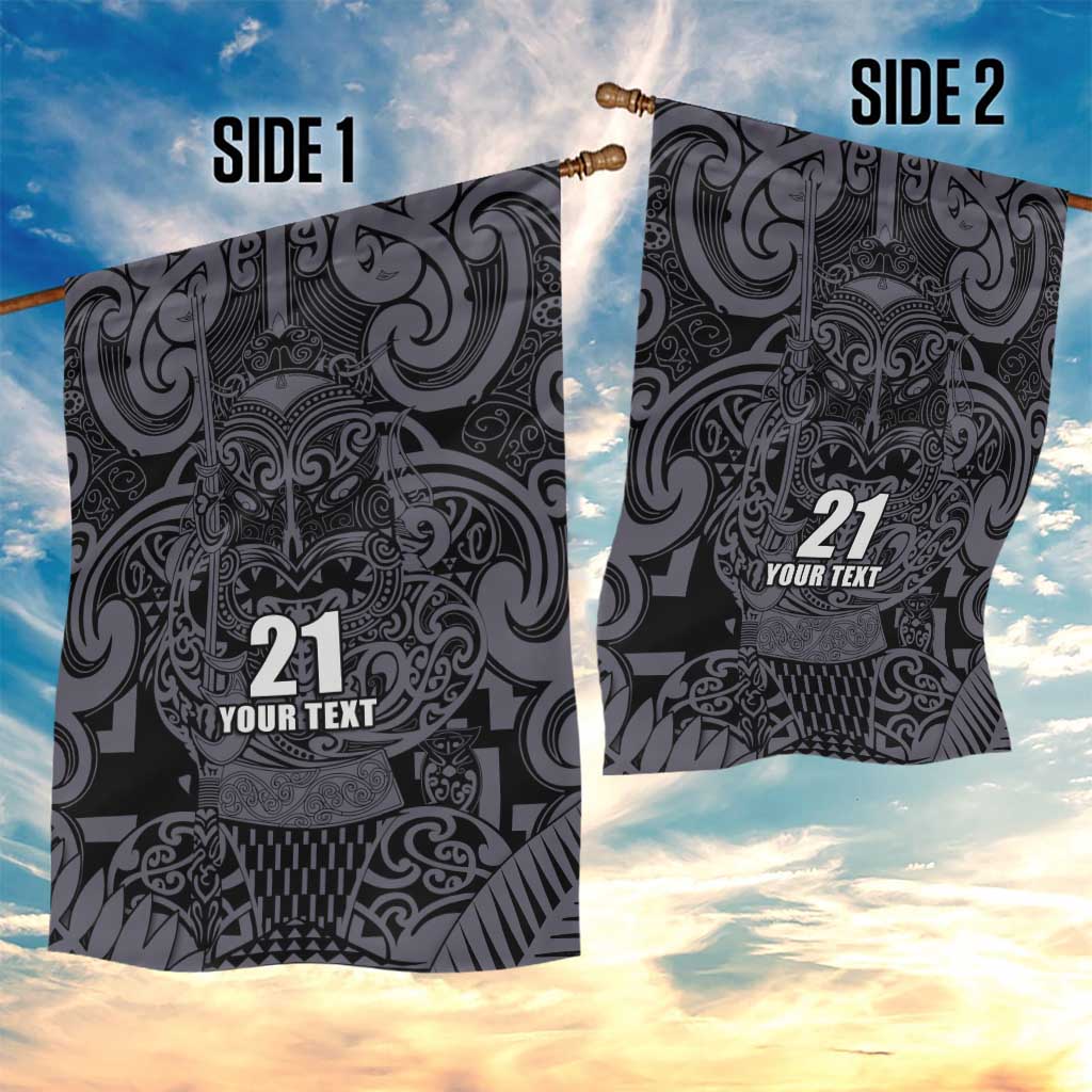 Custom New Zealand Taiaha Maori Garden Flag Minimalist Silver Fern All Black - Polynesian Pride