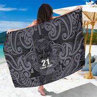 Custom New Zealand Taiaha Maori Sarong Minimalist Silver Fern All Black - Polynesian Pride