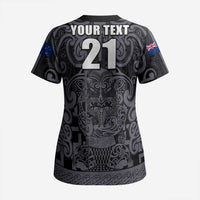 Custom New Zealand Taiaha Maori Scrub Top Minimalist Silver Fern All Black - Polynesian Pride