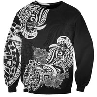 Polynesian Sweatshirt Pacific Flower Mix Floral Tribal Tattoo Black Vibe LT9 Unisex Black - Polynesian Pride