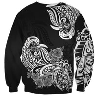 Polynesian Sweatshirt Pacific Flower Mix Floral Tribal Tattoo Black Vibe LT9 - Polynesian Pride