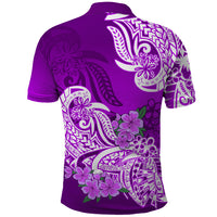 Polynesian Polo Shirt Pacific Flower Mix Floral Tribal Tattoo Purple Vibe LT9 - Polynesian Pride