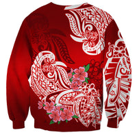Polynesian Sweatshirt Pacific Flower Mix Floral Tribal Tattoo Red Vibe LT9 - Polynesian Pride