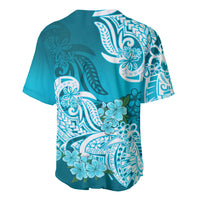 Polynesian Baseball Jersey Pacific Flower Mix Floral Tribal Tattoo Aqua Vibe LT9 - Polynesian Pride