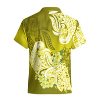 Polynesian Hawaiian Shirt Pacific Flower Mix Floral Tribal Tattoo Yellow Vibe LT9 - Polynesian Pride