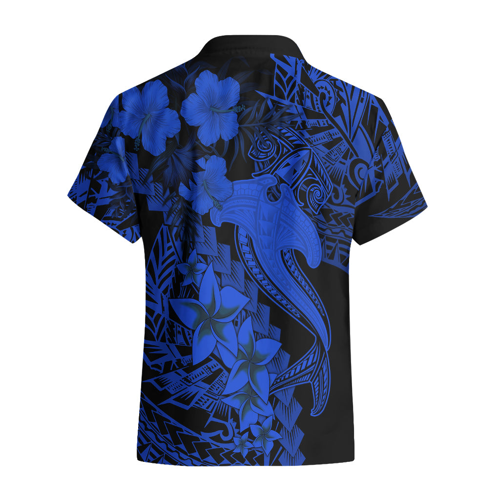 Aloha Hawaii Hawaiian Shirt Hammerhead Shark Tattoo Polynesian Summer - Blue LT9 - Polynesian Pride