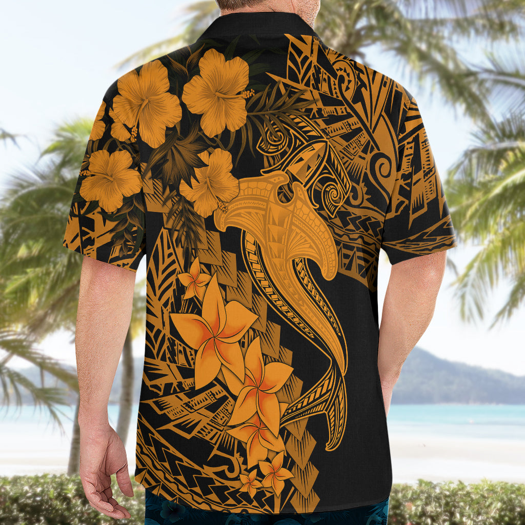 Aloha Hawaii Hawaiian Shirt Hammerhead Shark Tattoo Polynesian Summer - Gold LT9 - Polynesian Pride