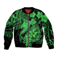 Aloha Hawaii Bomber Jacket Hammerhead Shark Tattoo Polynesian Summer - Green LT9 Unisex Green - Polynesian Pride