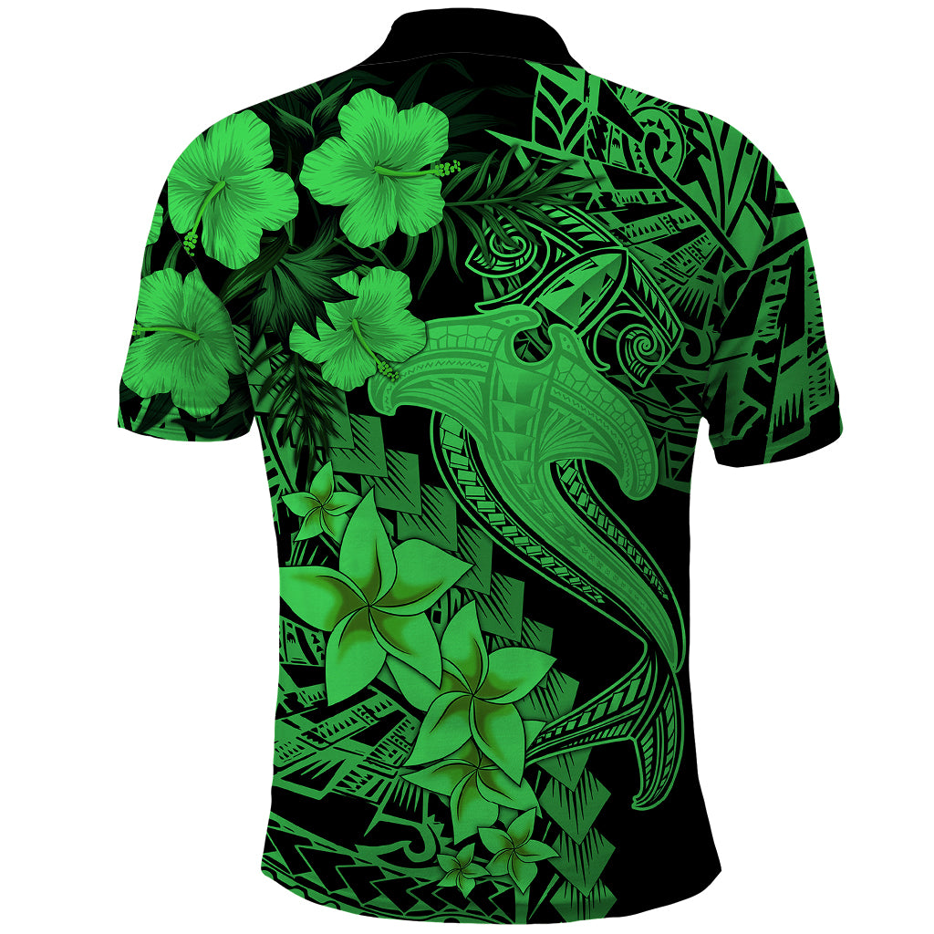 Aloha Hawaii Polo Shirt Hammerhead Shark Tattoo Polynesian Summer - Green LT9 - Polynesian Pride