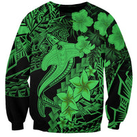 Aloha Hawaii Sweatshirt Hammerhead Shark Tattoo Polynesian Summer - Green LT9 Unisex Green - Polynesian Pride