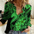 Aloha Hawaii Women Casual Shirt Hammerhead Shark Tattoo Polynesian Summer - Green LT9 Female Green - Polynesian Pride