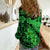 Aloha Hawaii Women Casual Shirt Hammerhead Shark Tattoo Polynesian Summer - Green LT9 - Polynesian Pride