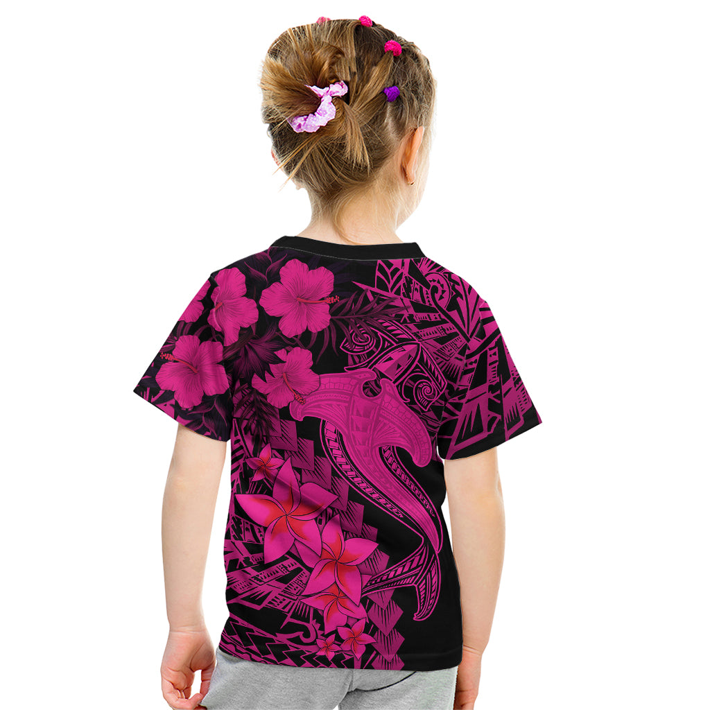 Aloha Hawaii Kid T Shirt Hammerhead Shark Tattoo Polynesian Summer - Pink LT9 - Polynesian Pride