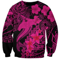 Aloha Hawaii Sweatshirt Hammerhead Shark Tattoo Polynesian Summer - Pink LT9 Unisex Pink - Polynesian Pride