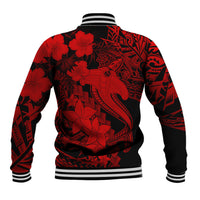 Aloha Hawaii Baseball Jacket Hammerhead Shark Tattoo Polynesian Summer - Red LT9 - Polynesian Pride