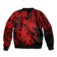 Aloha Hawaii Sleeve Zip Bomber Jacket Hammerhead Shark Tattoo Polynesian Summer - Red LT9 - Polynesian Pride