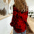 Aloha Hawaii Women Casual Shirt Hammerhead Shark Tattoo Polynesian Summer - Red LT9 - Polynesian Pride