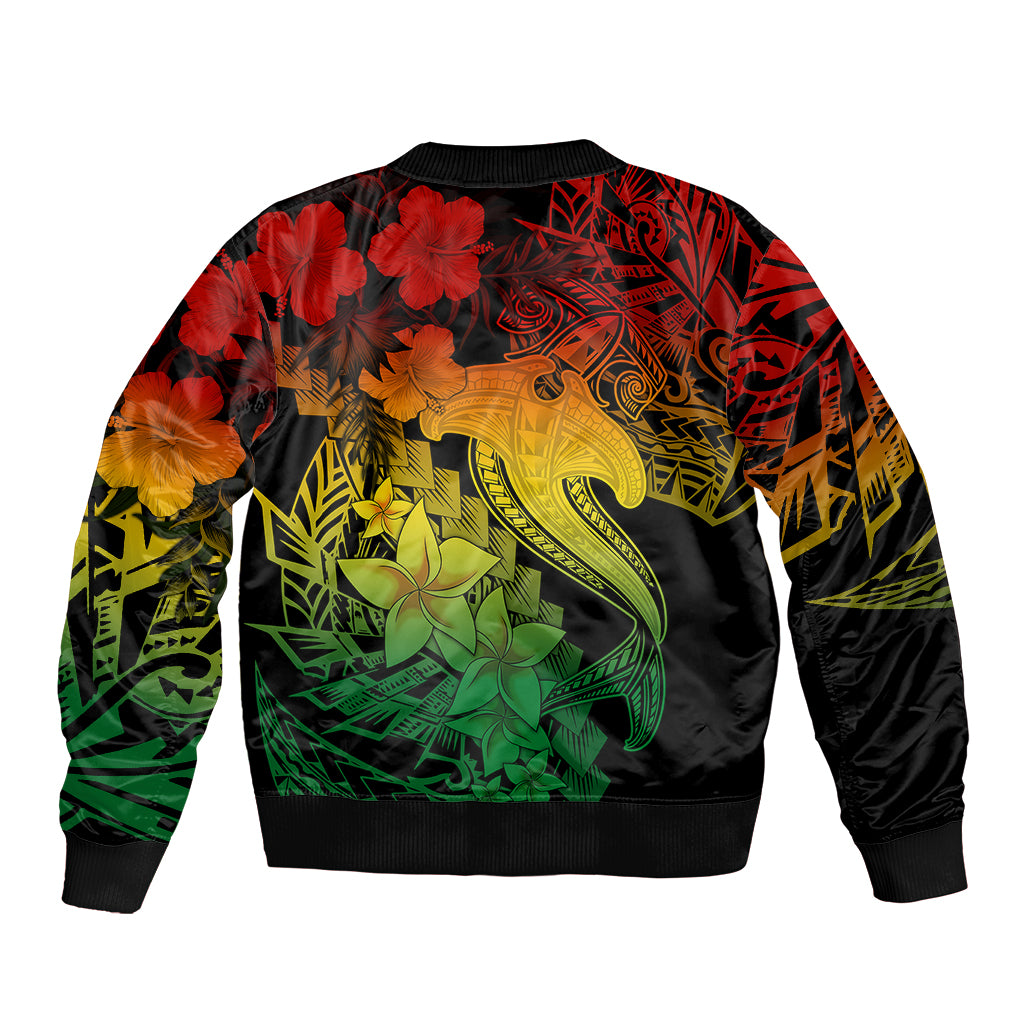 Aloha Hawaii Bomber Jacket Hammerhead Shark Tattoo Polynesian Summer - Reggae LT9 - Polynesian Pride