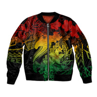 Aloha Hawaii Sleeve Zip Bomber Jacket Hammerhead Shark Tattoo Polynesian Summer - Reggae LT9 Unisex Reggae - Polynesian Pride