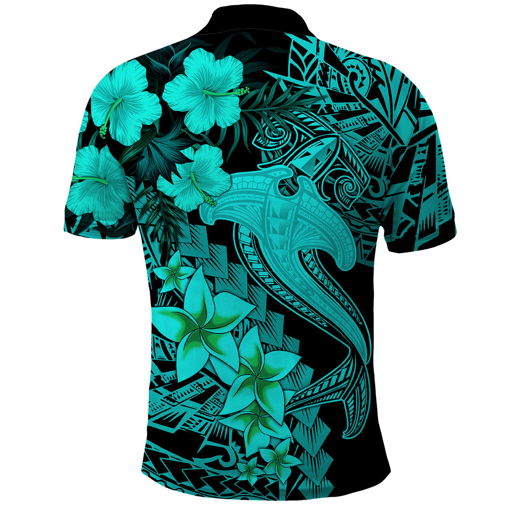 Aloha Hawaii Polo Shirt Hammerhead Shark Tattoo Polynesian Summer - Turquoise LT9 - Polynesian Pride