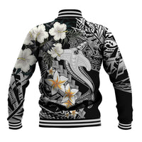 Aloha Hawaii Baseball Jacket Hammerhead Shark Tattoo Polynesian Summer - White LT9 - Polynesian Pride