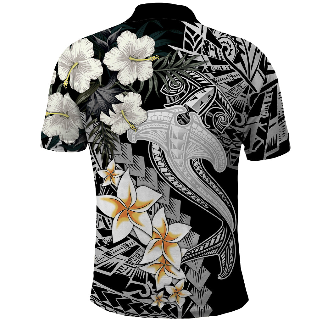 Aloha Hawaii Polo Shirt Hammerhead Shark Tattoo Polynesian Summer - White LT9 - Polynesian Pride