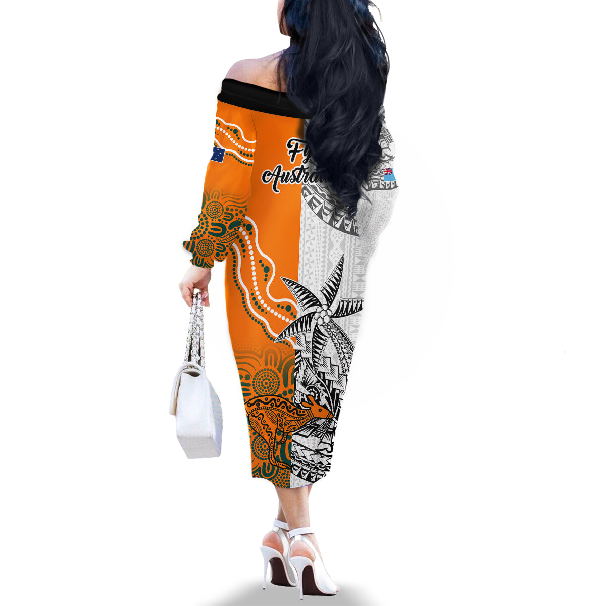 fiji-australia-rugby-family-matching-off-shoulder-long-sleeve-dress-and-hawaiian-shirt-world-cup-2023-polynesia-tapa-mixed-indigenous-aboriginal
