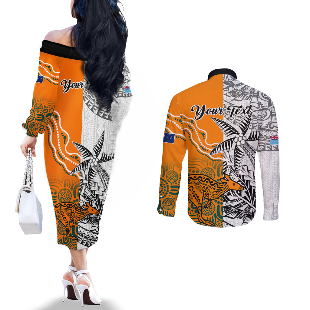 personalised-fiji-australia-rugby-couples-matching-off-the-shoulder-long-sleeve-dress-and-long-sleeve-button-shirts-world-cup-2023-polynesia-tapa-mixed-indigenous-aboriginal