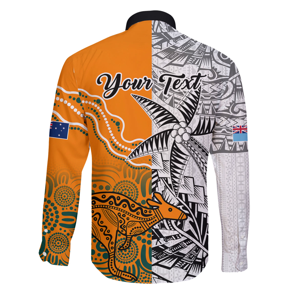 personalised-fiji-australia-rugby-family-matching-long-sleeve-bodycon-dress-and-hawaiian-shirt-world-cup-2023-polynesia-tapa-mixed-indigenous-aboriginal