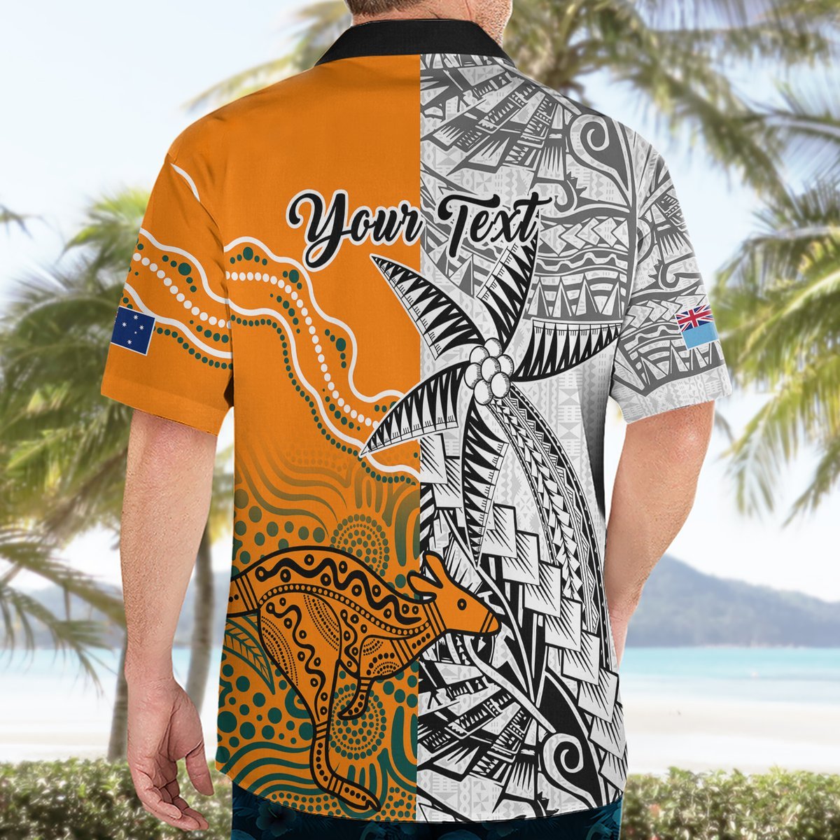Personalised Fiji Australia Rugby Hawaiian Shirt World Cup 2023 Polynesia Tapa Mixed Indigenous Aboriginal LT9 - Polynesian Pride