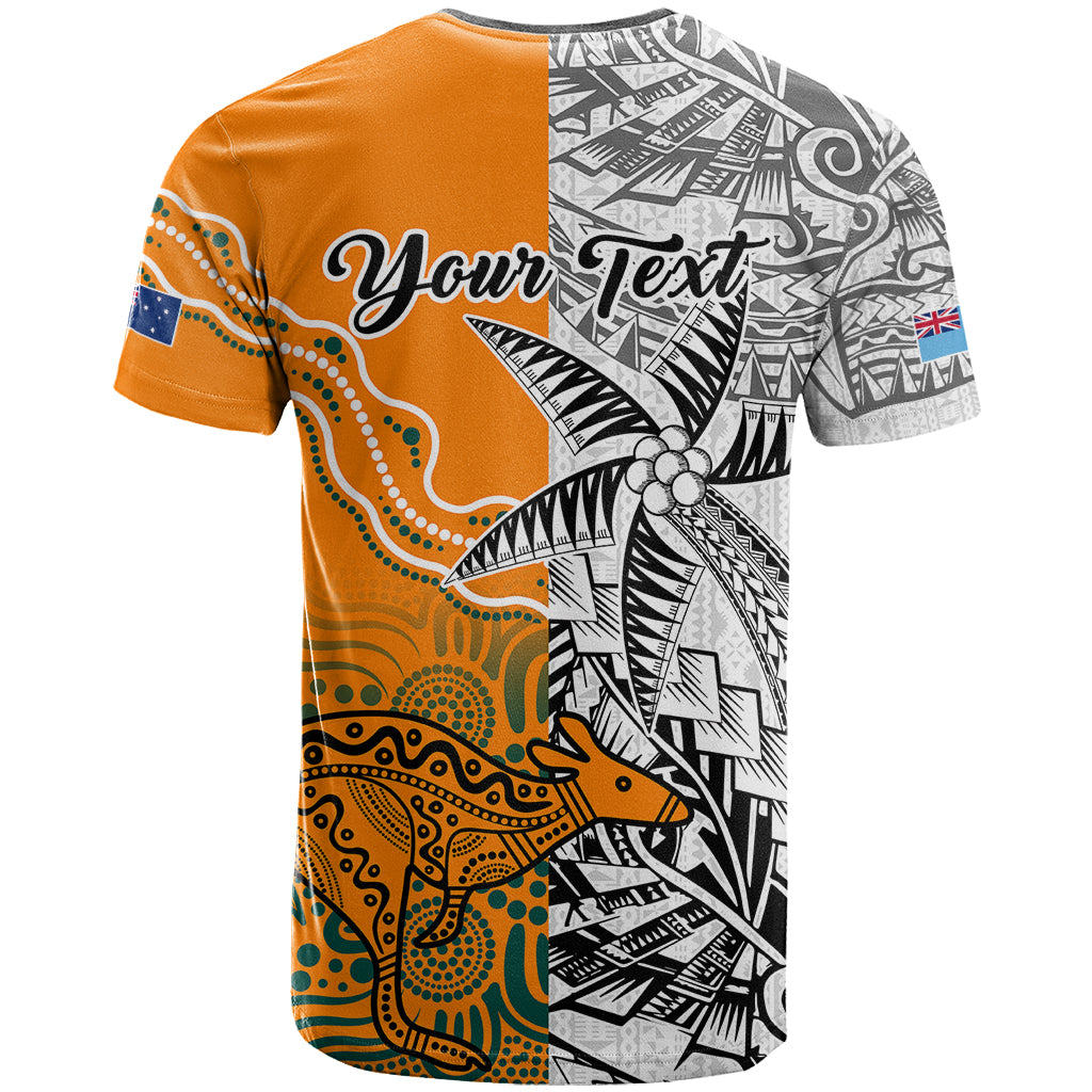 Personalised Fiji Australia Rugby T Shirt World Cup 2023 Polynesia Tapa Mixed Indigenous Aboriginal LT9 - Polynesian Pride