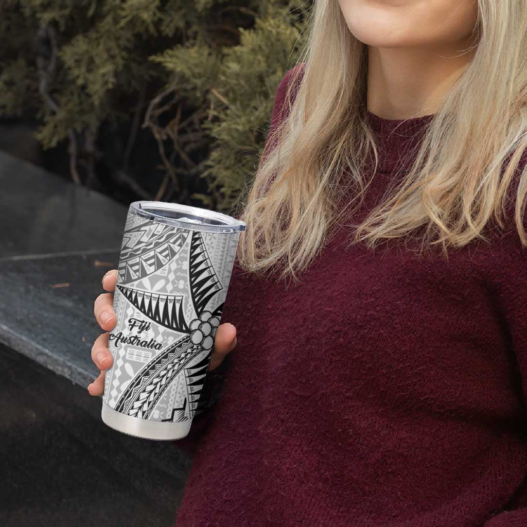 Australia-Fiji Palm and Kangaroo Custom Tumbler Cup Polynesia Tapa Mixed Indigenous Aboriginal LT9 - Polynesian Pride