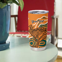 Australia-Fiji Palm and Kangaroo Custom Tumbler Cup Polynesia Tapa Mixed Indigenous Aboriginal LT9 - Polynesian Pride