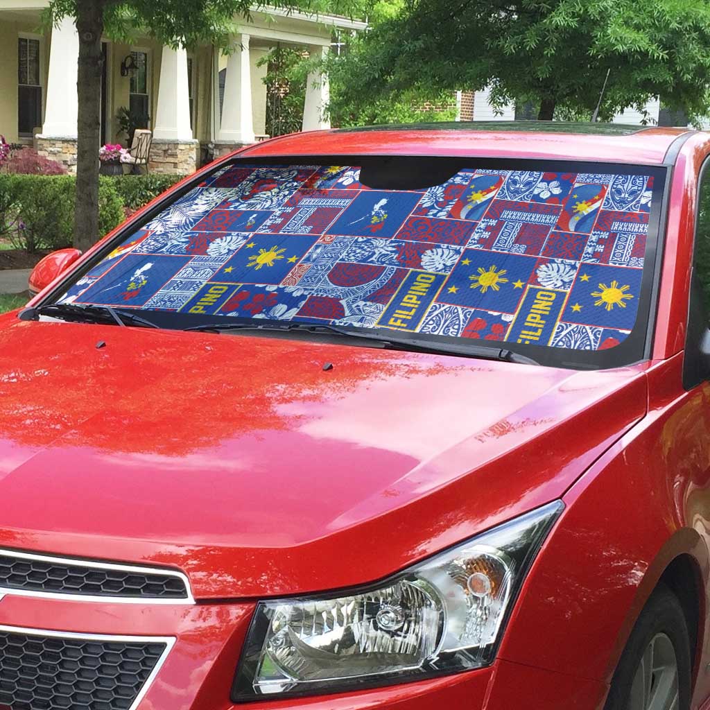 Filipino Maligayang Pasko Auto Sun Shade Pacific Patchwork Xmas Vibes - Polynesian Pride
