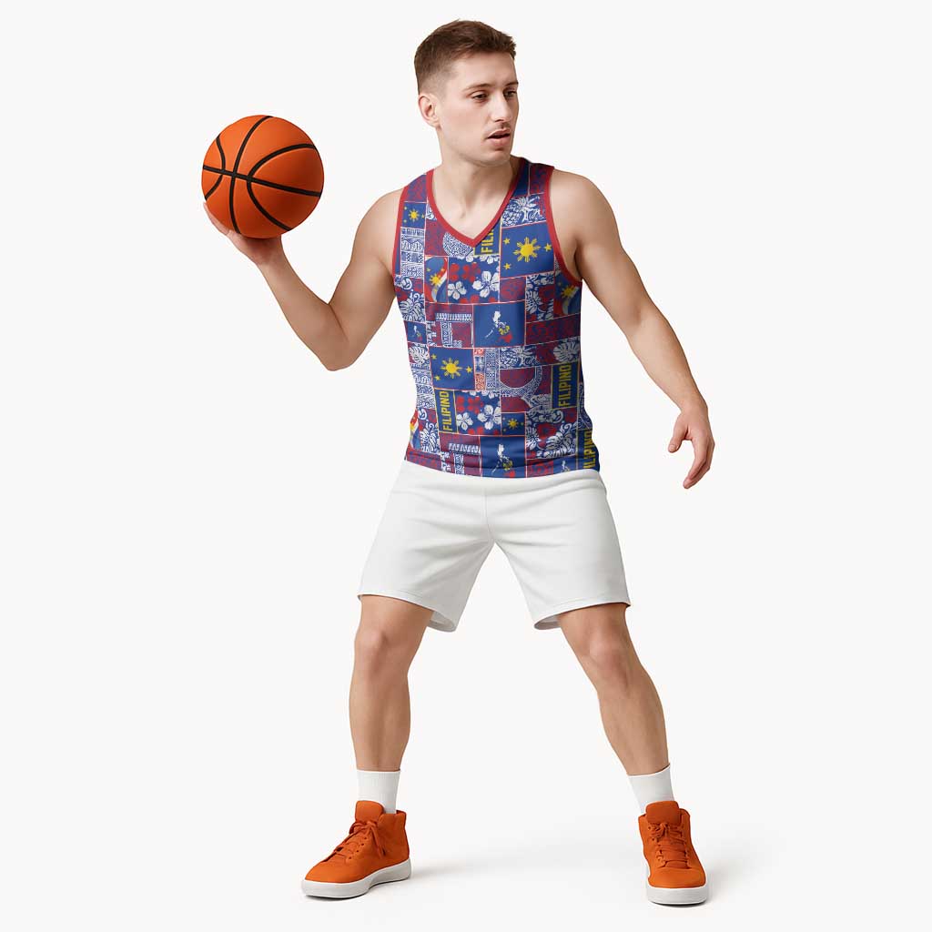 Filipino Maligayang Pasko Basketball Jersey Pacific Patchwork Xmas Vibes - Polynesian Pride