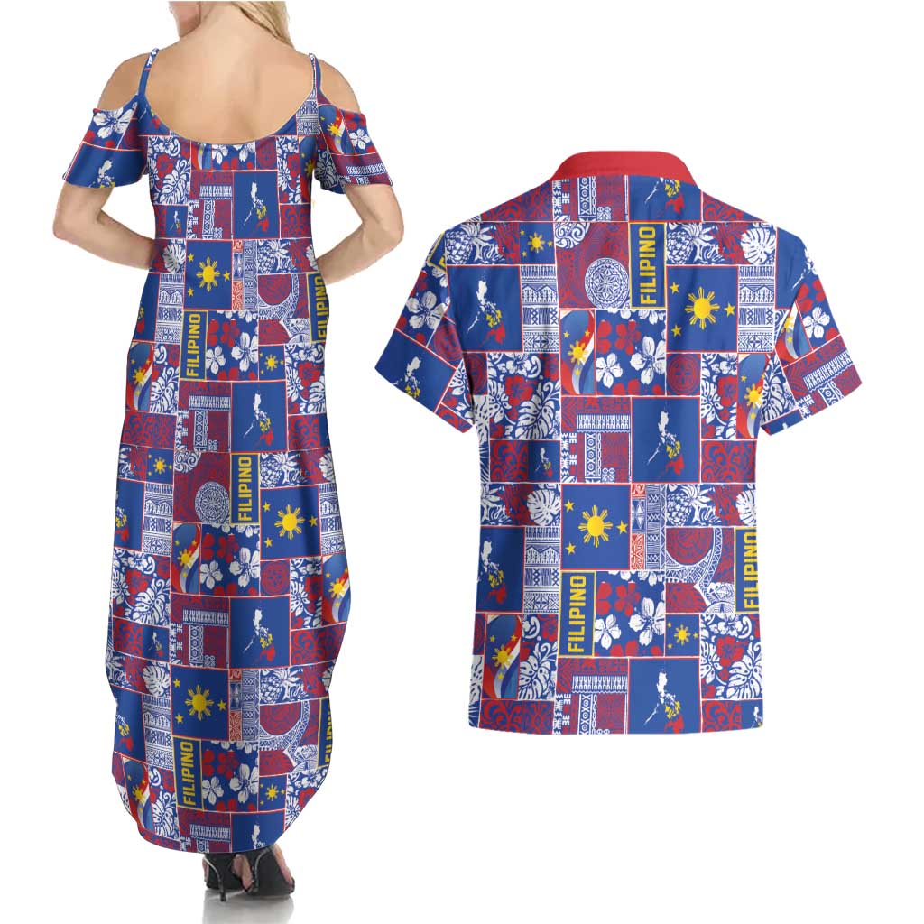 Filipino Maligayang Pasko Couples Matching Summer Maxi Dress and Hawaiian Shirt Pacific Patchwork Xmas Vibes - Polynesian Pride
