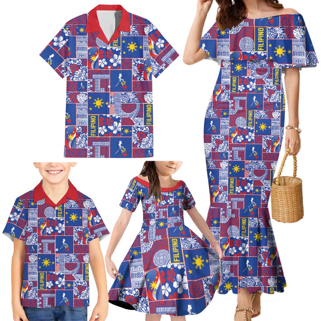 Filipino Maligayang Pasko Family Matching Mermaid Dress and Hawaiian Shirt Pacific Patchwork Xmas Vibes - Polynesian Pride