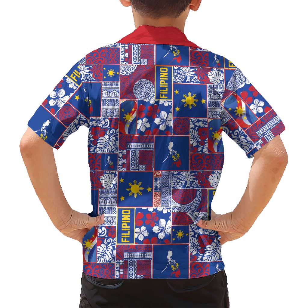 Filipino Maligayang Pasko Family Matching Off The Shoulder Long Sleeve Dress and Hawaiian Shirt Pacific Patchwork Xmas Vibes - Polynesian Pride