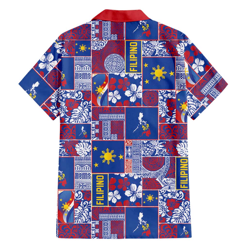 Filipino Maligayang Pasko Family Matching Off Shoulder Short Dress and Hawaiian Shirt Pacific Patchwork Xmas Vibes - Polynesian Pride