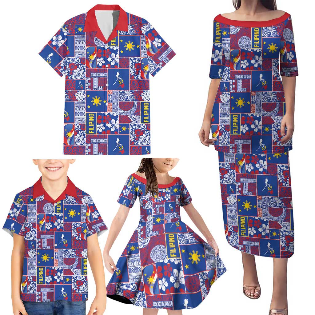 Filipino Maligayang Pasko Family Matching Puletasi and Hawaiian Shirt Pacific Patchwork Xmas Vibes - Polynesian Pride