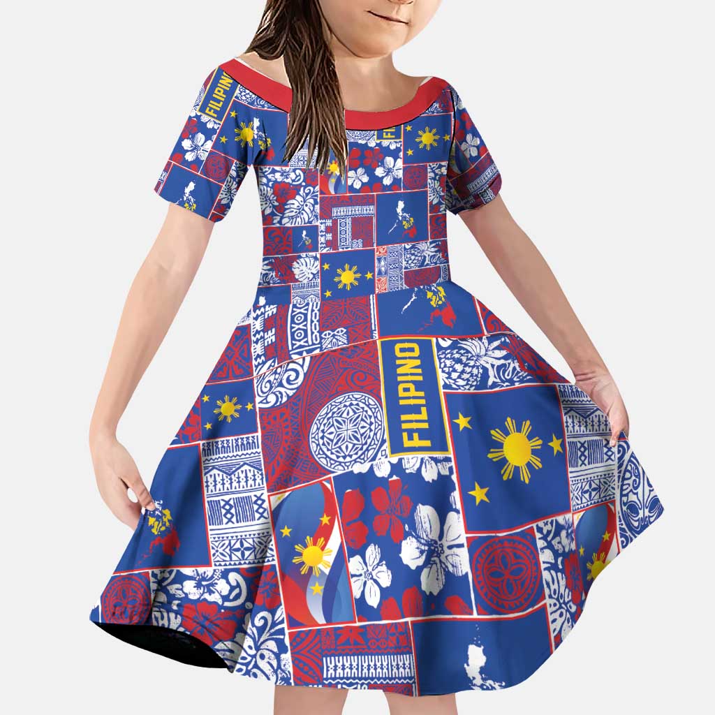 Filipino Maligayang Pasko Family Matching Short Sleeve Bodycon Dress and Hawaiian Shirt Pacific Patchwork Xmas Vibes - Polynesian Pride