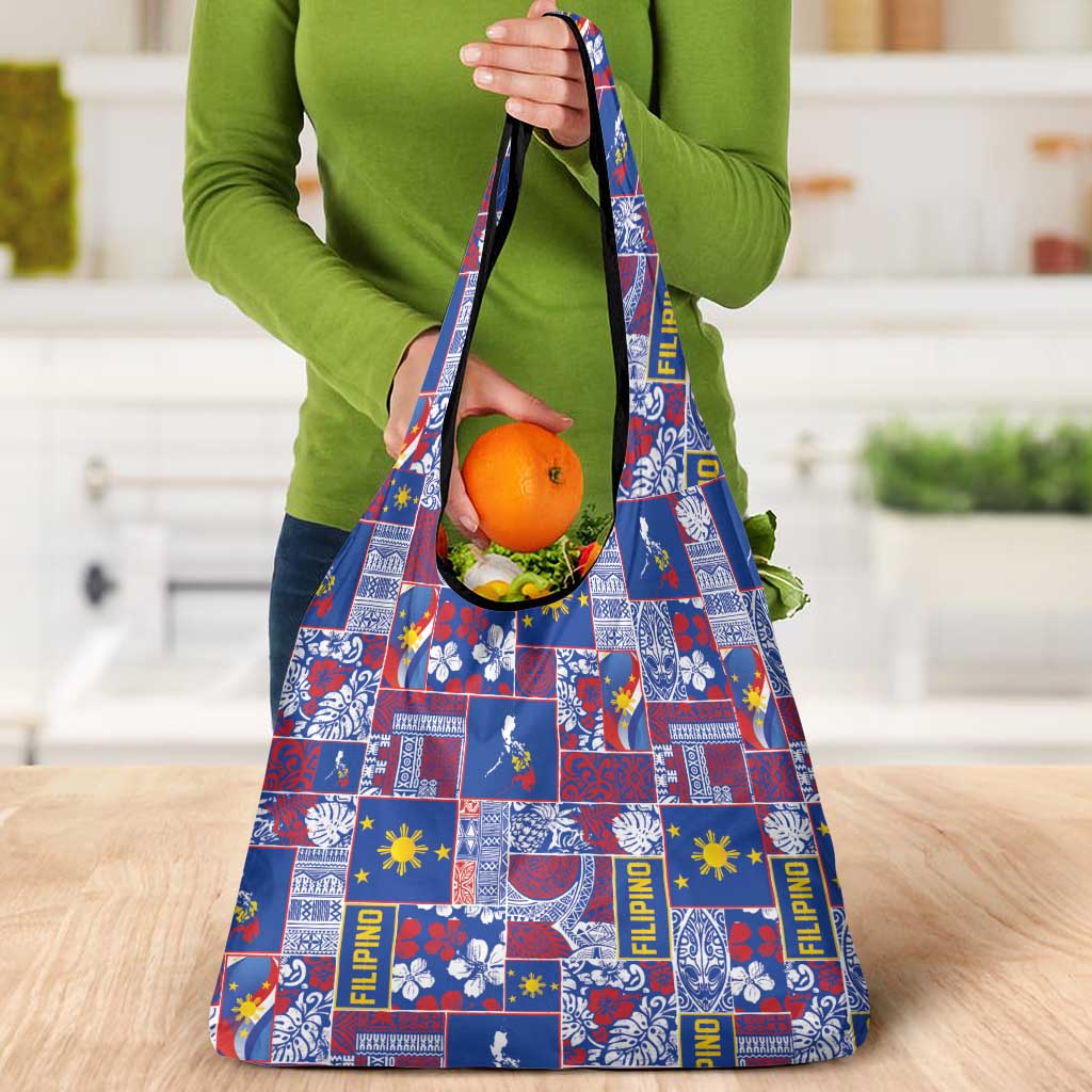Filipino Maligayang Pasko Grocery Bag Pacific Patchwork Xmas Vibes - Polynesian Pride