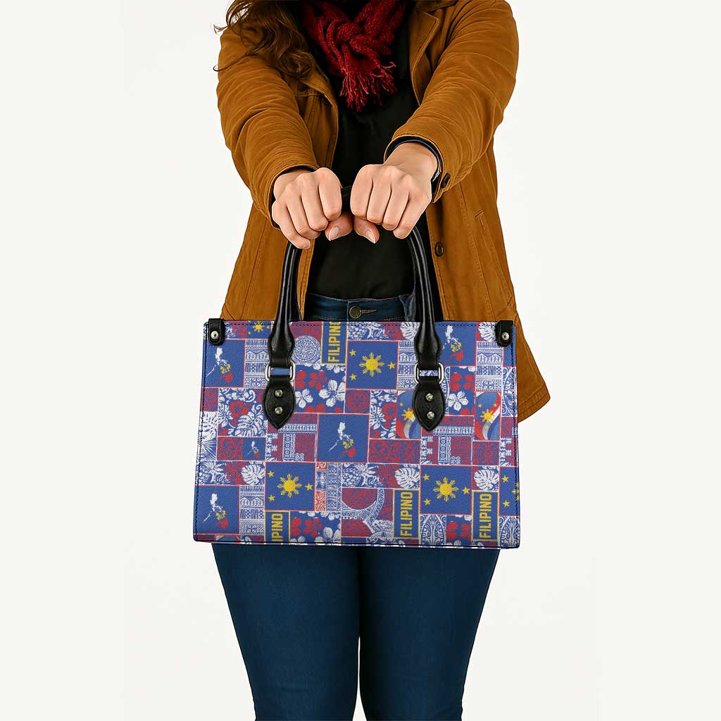 Filipino Maligayang Pasko Leather Bag Pacific Patchwork Xmas Vibes - Polynesian Pride