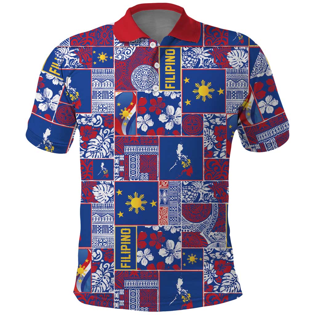 Filipino Maligayang Pasko Polo Shirt Pacific Patchwork Xmas Vibes - Polynesian Pride